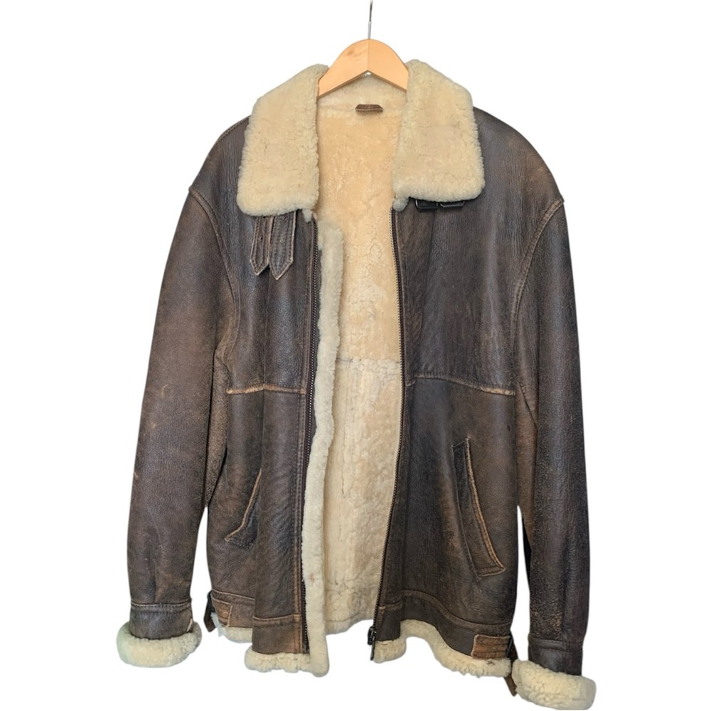 Men's ABE Distressed Brown Shearling Jacket